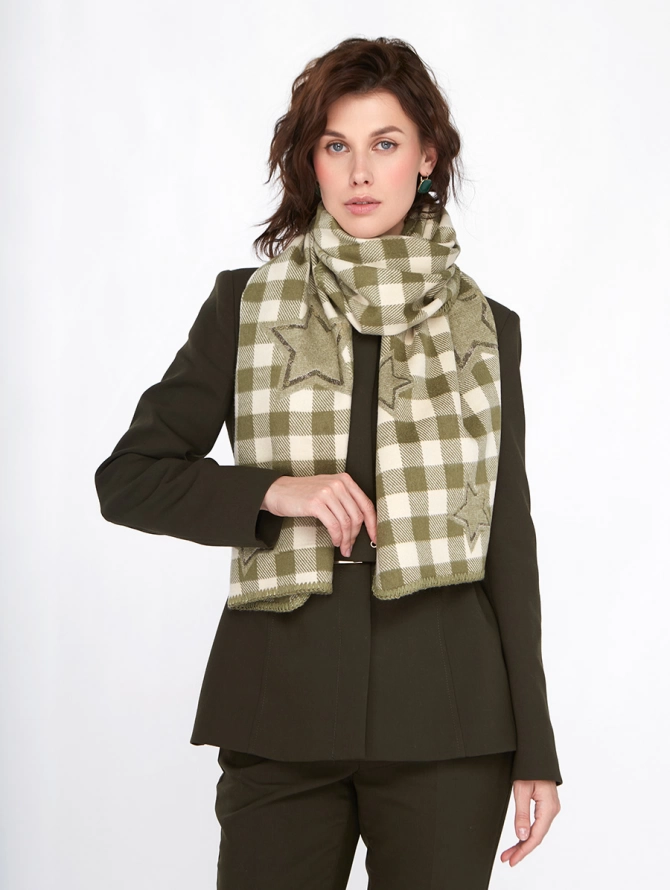 Палантин в клетку со звездами