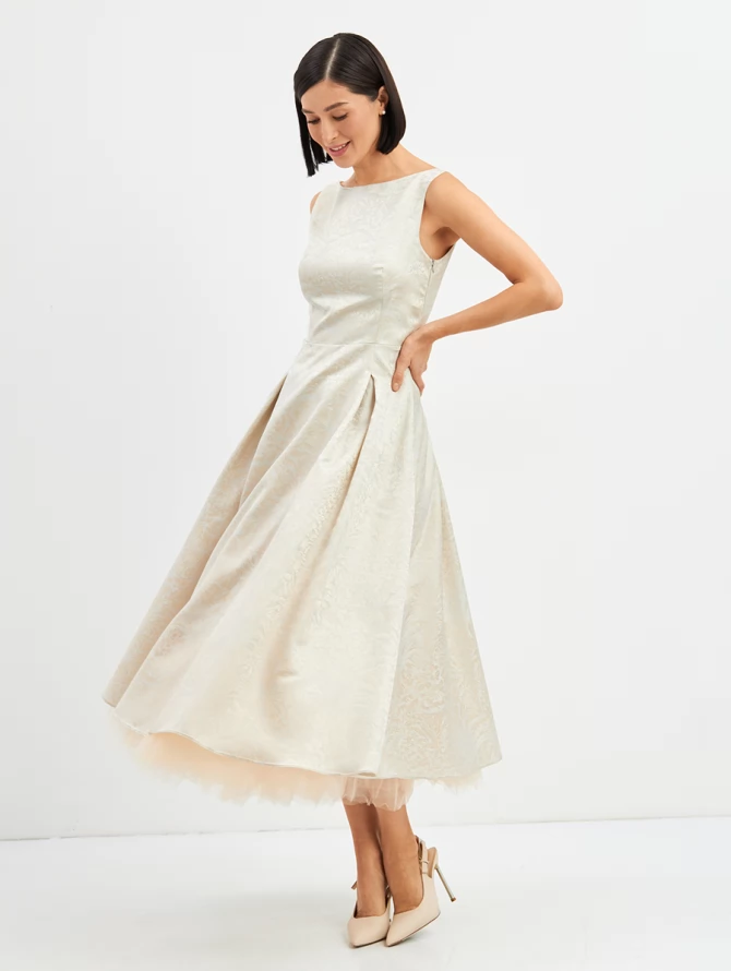 Платье из жаккарда OD-939-3 серо-голубой