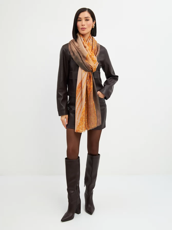 Палантин двусторонний с золотым узором