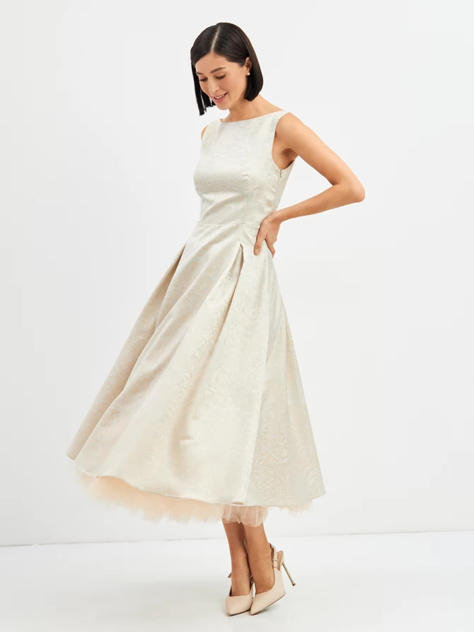 Платье из жаккарда + юбка из фатина OD-939-3 серо-голубой