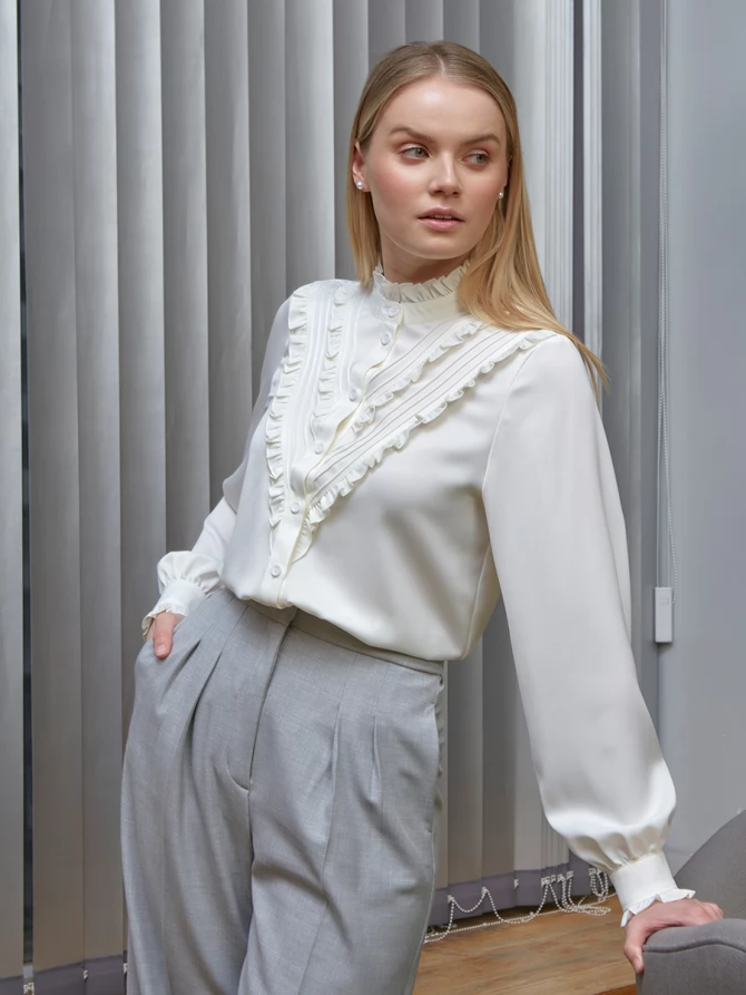 Блузка с рюшами OD-884-4 белый