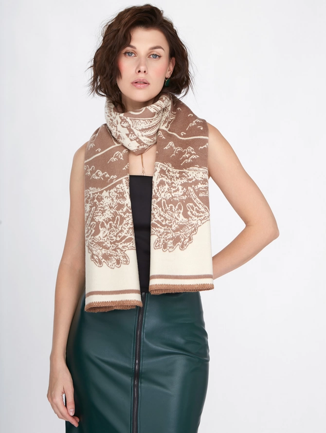 Двусторонний палантин с дизайнерским принтом