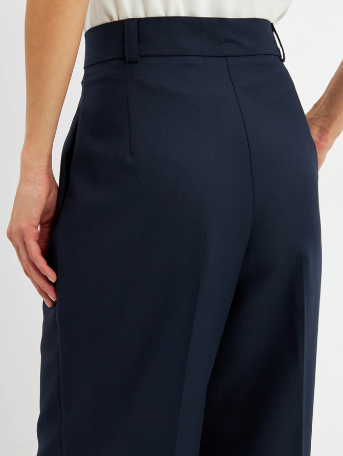 Брюки прямого силуэта с высокой посадкой синие OD-825-2