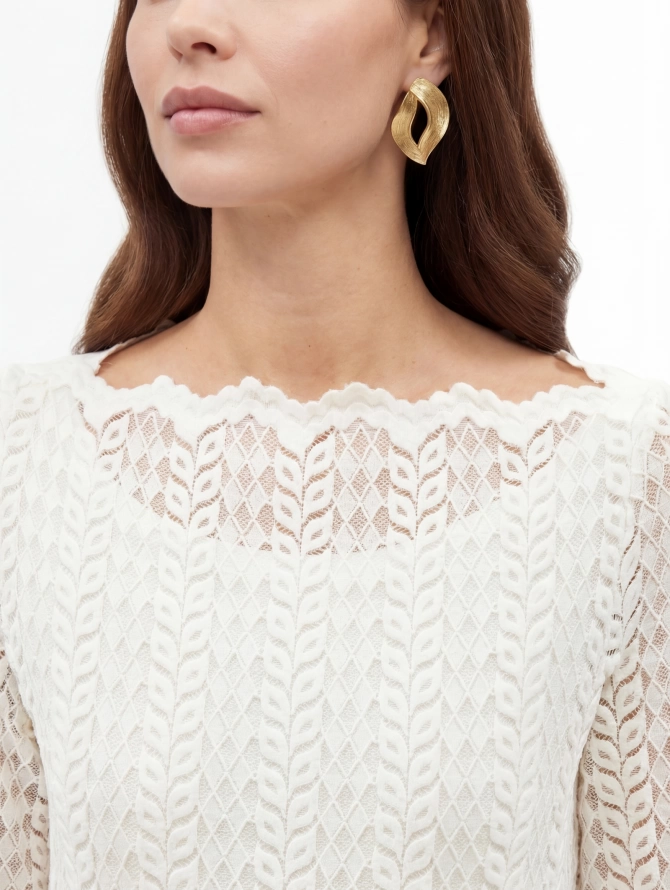 Платье из трикотажного кружева OD-904-4 белое