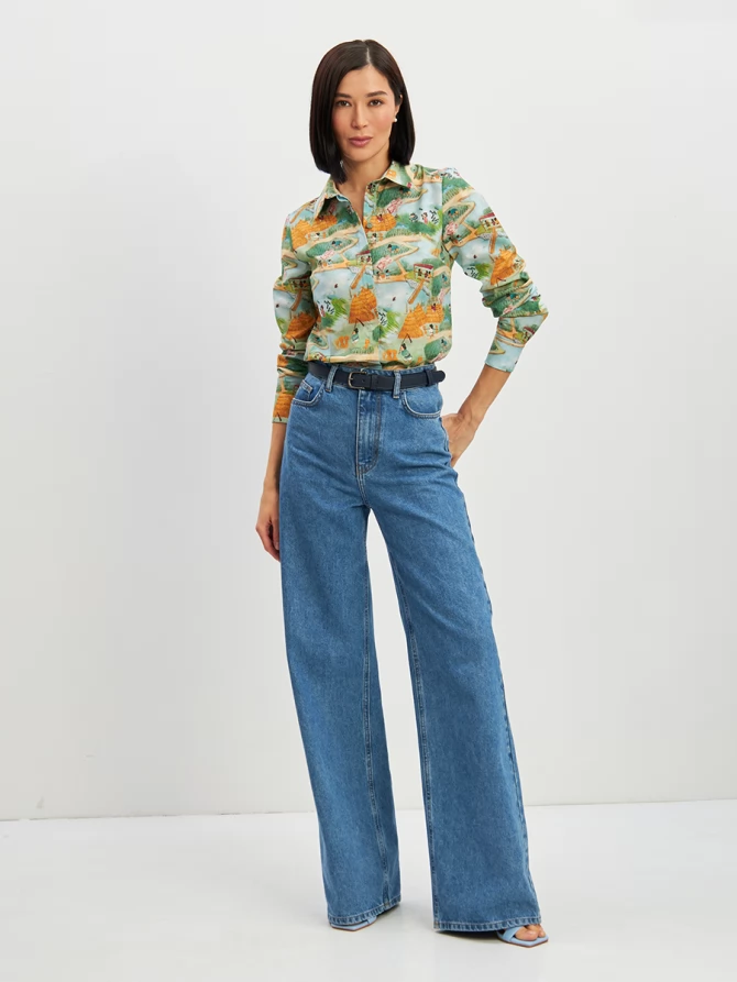 Блузка классик с контраст.стойкой OD-737-16 китайские дети