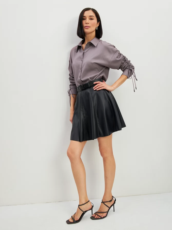 Блузка тонкая джинса OD-858-2 пыльно-лиловый