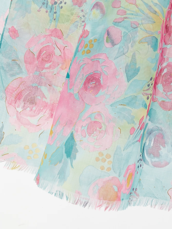 Палантин женский двусторонний с акварельным принтом D2H-13-2