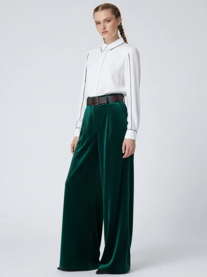 Блузка с контрасной строчкой OD-871-1 белый