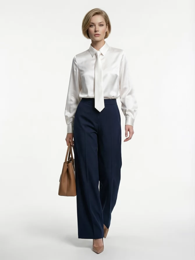 Блузка с галстуком  OD-881-4 белый