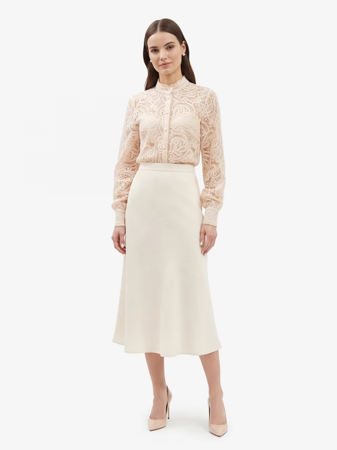 Блузка из кружевной ткани OD-977-3 лосось