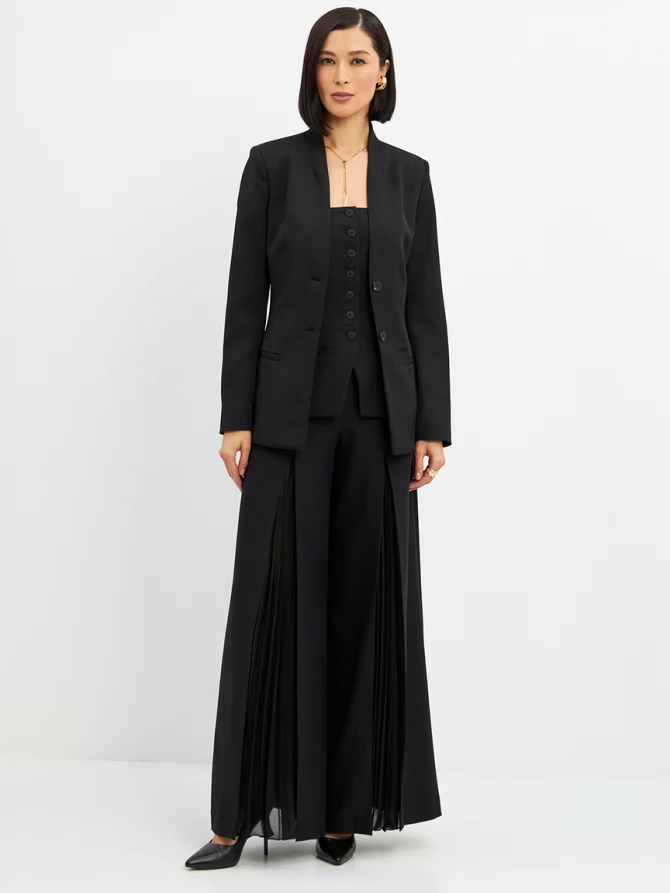 Брюки со вставкой из шифона OD-994-1 черный