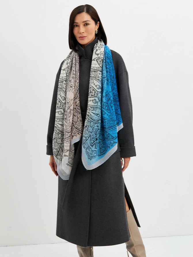 Палантин женский градиентный с орнаментом SPR-115-1