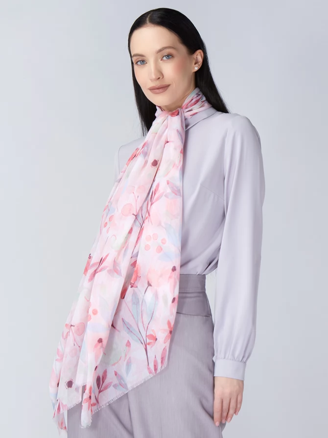 Палантин женский с цветочным принтом KSH16-121-4