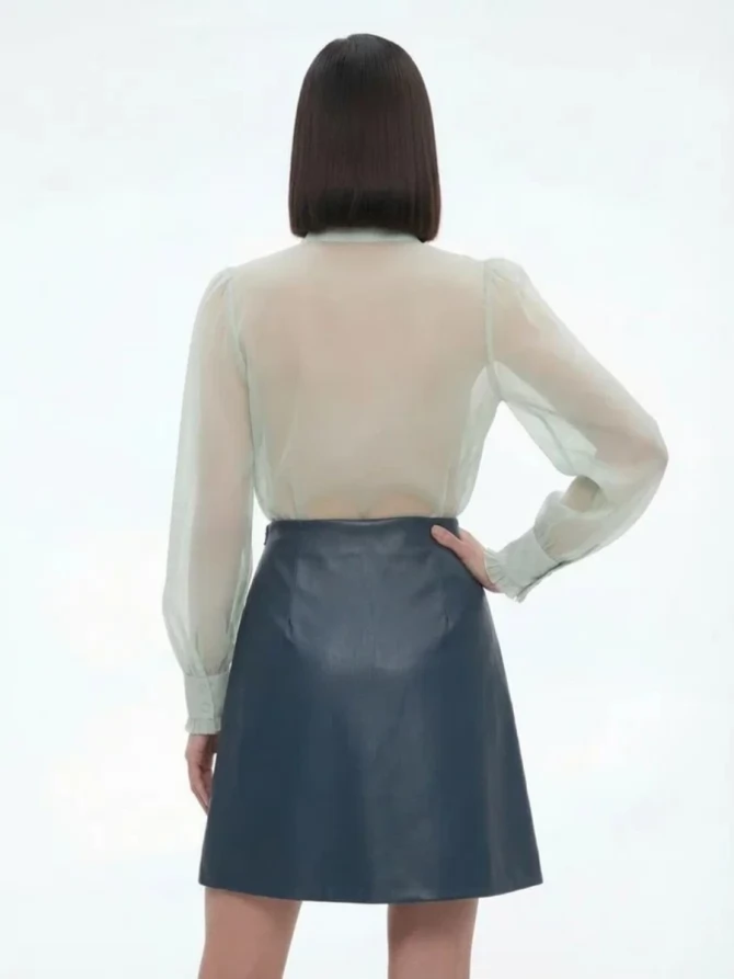 Юбка на запах из эко-кожи OD-1003-2 зеленый