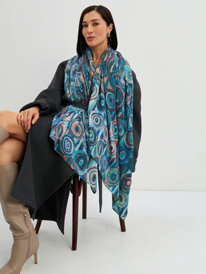 Палантин женский двусторонний с жатым рисунком