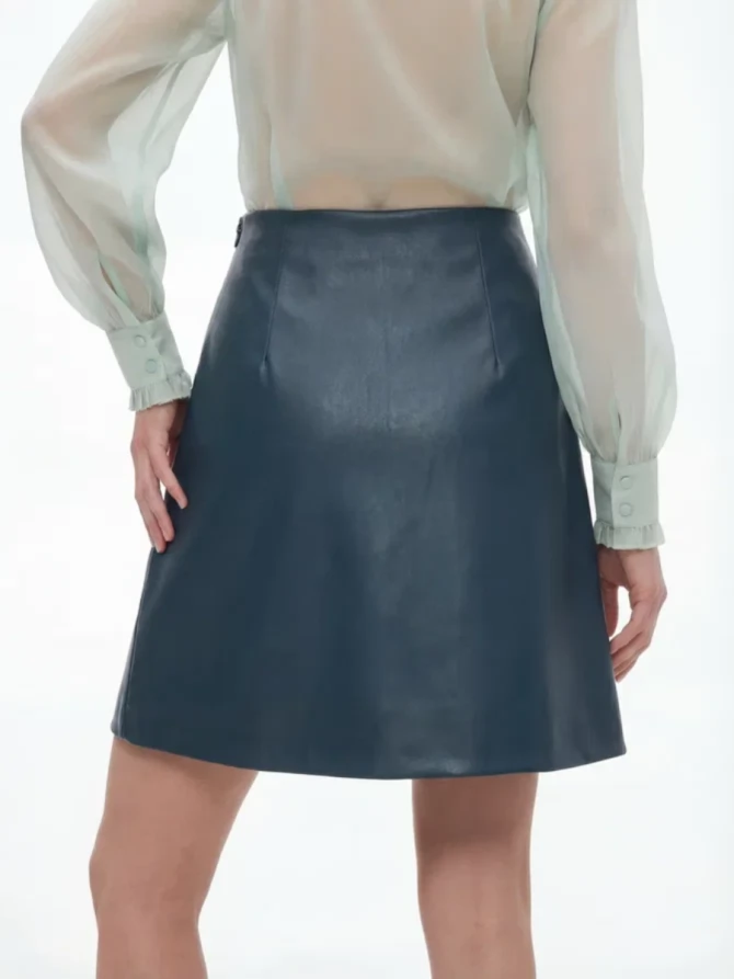 Юбка на запах из эко-кожи OD-1003-2 зеленый