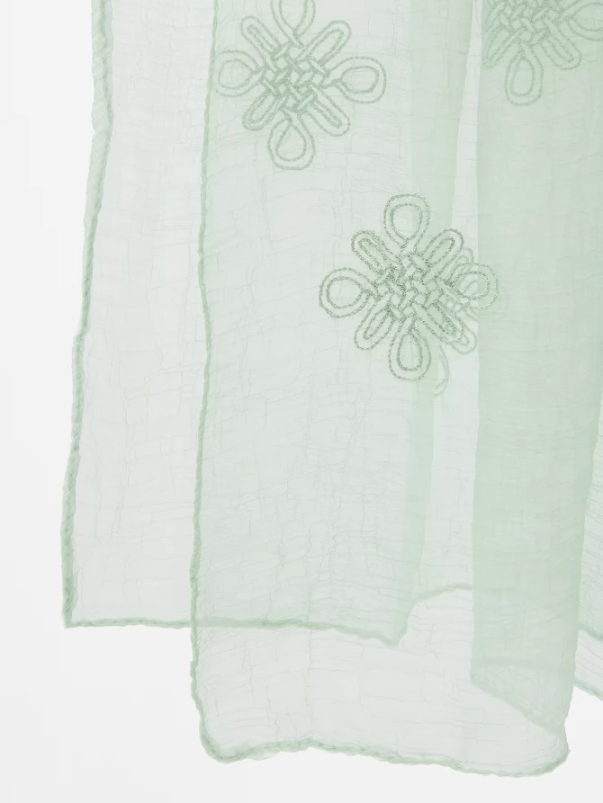 Палантин женский двусторонний с вышивкой Арт-деко