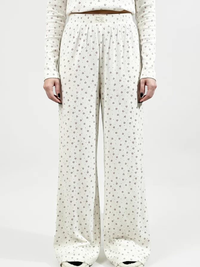 Пижама с принтом сердечки OD-1011-1 молочный