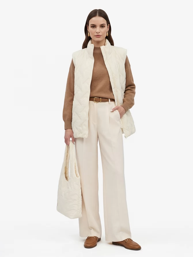 Жилет стеганый на молнии OD-1049-1 бежевый