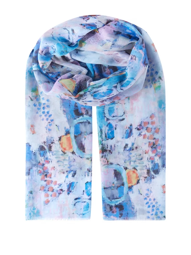 Палантин женский с акварельным принтом