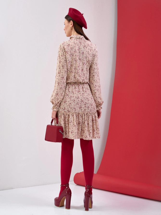 Платье-рубашка с воланом и цветочным принтом