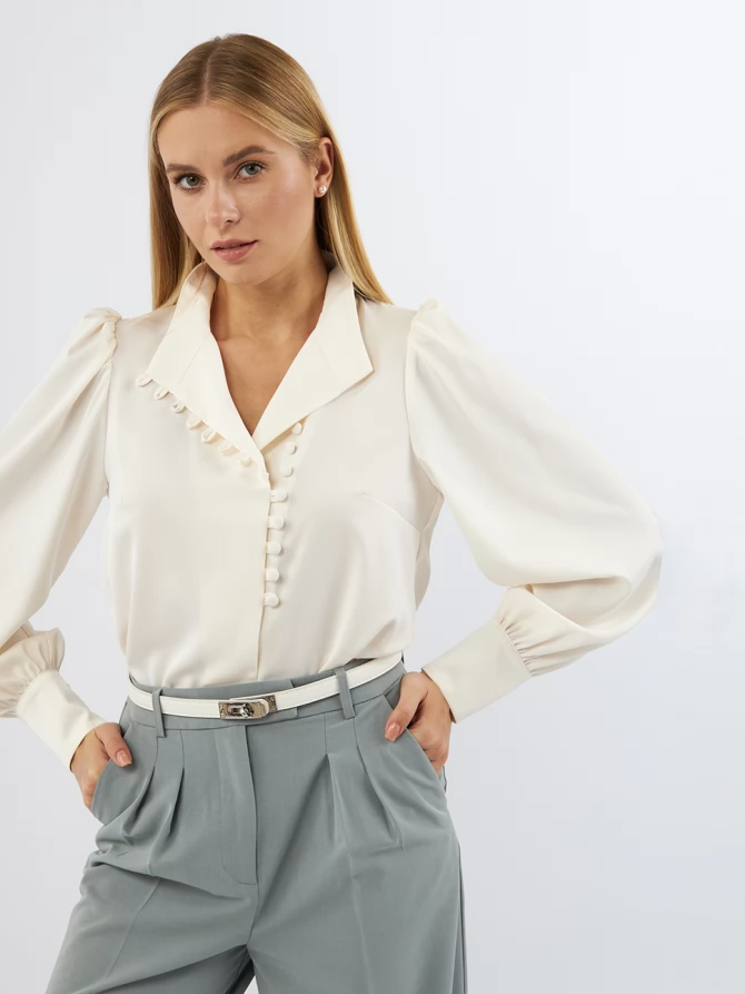 Блуза-косоворотка много пуговиц OD-550-16 сливочный