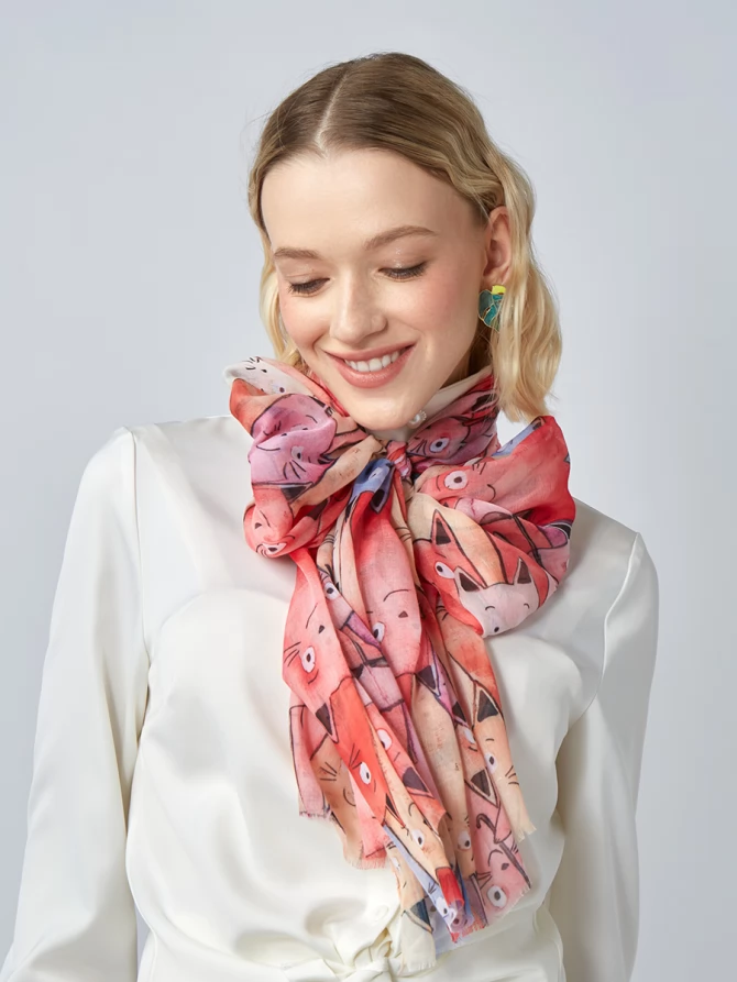 Палантин женский с принтом 'Веселые котики'