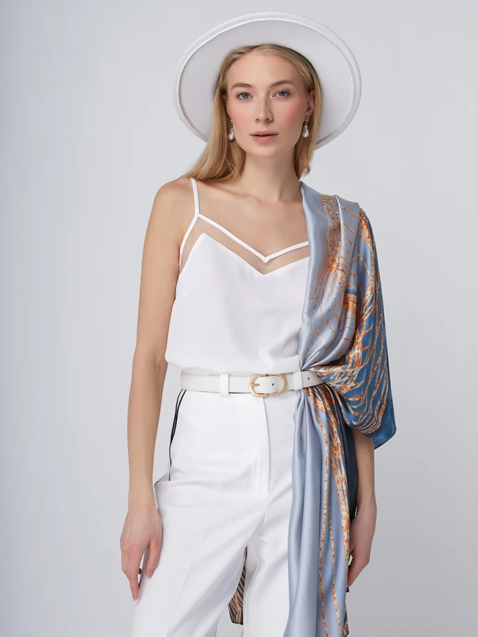 Топ с сеткой на бретелях OD-875-1 белый