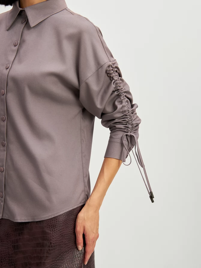 Блузка тонкая джинса OD-858-2 пыльно-лиловый