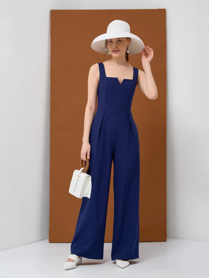 Комбинезон лен OD-804-1 синий