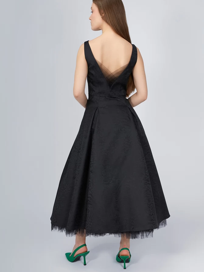 Платье из жаккарда OD-939-2 черный