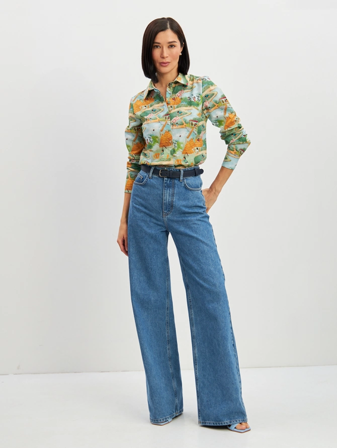 Блузка классическая с принтом 'Китайские дети'