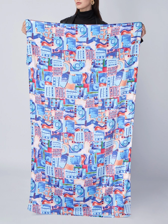 Палантин женский с авторским абстрактным принтом