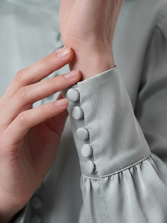 Блуза-косоворотка много пуговиц OD-550-18 полынь