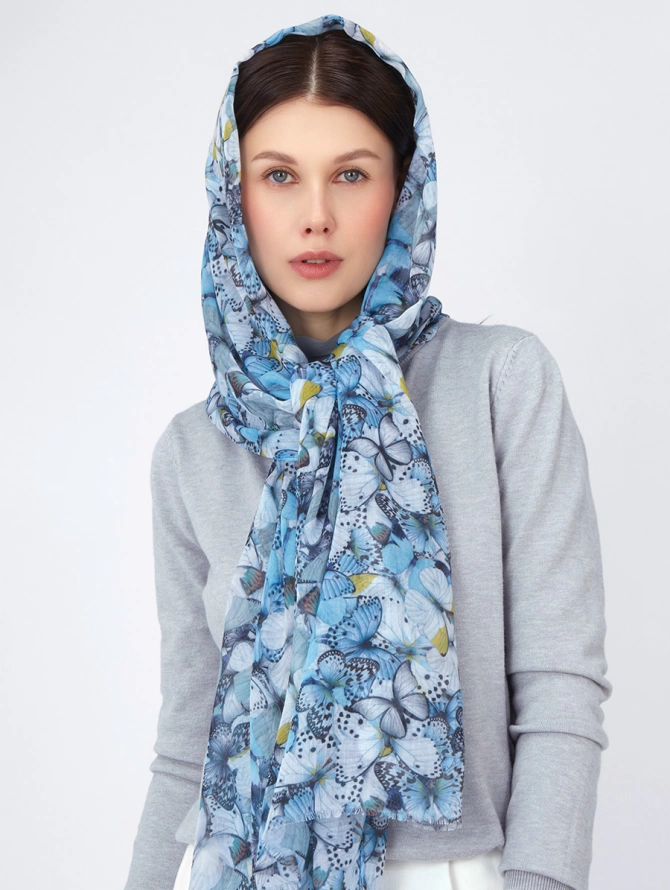 Палантин с узором "Бабочки" в стиле арт-деко KSH14-115-43