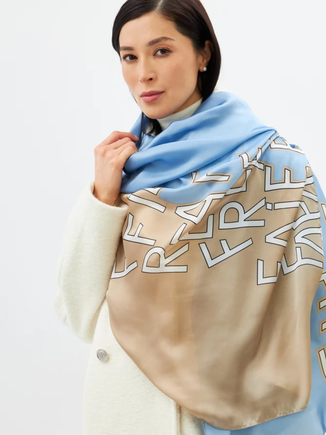 Палантин женский двусторонний с арт-принтом D2-1352-4