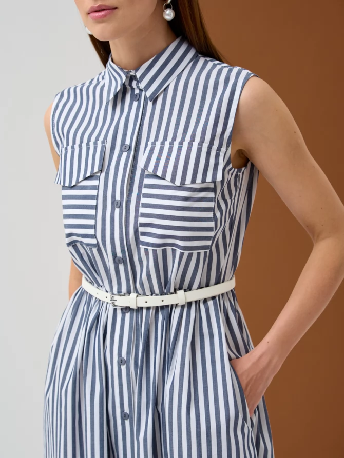 Платье хлопок OD-800-2 полоса синяя