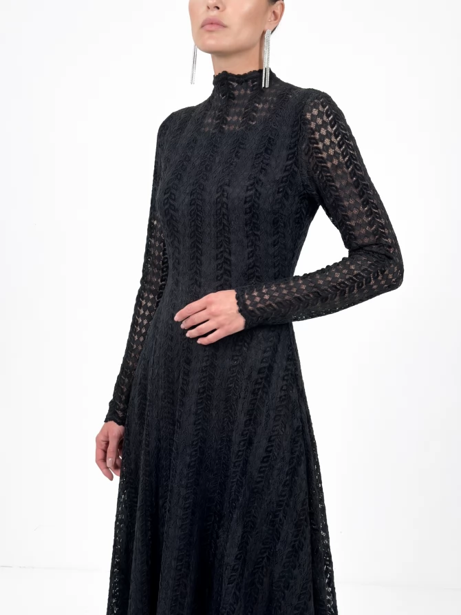 Платье теплое кружевное OD-846-5 черный