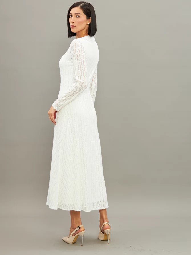 Платье из трикотажного кружева OD-904-1 белое