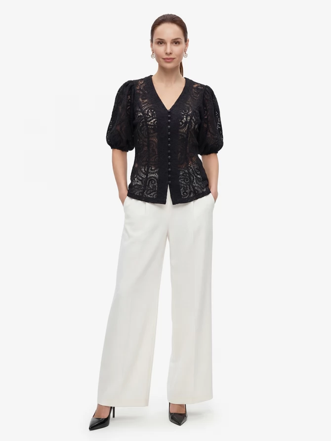 Блузка из кружева с коротким рукавом OD-1038-2 черный