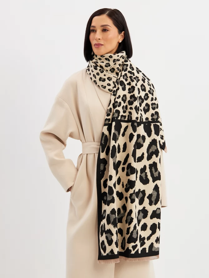Палантин женский с леопардовым принтом