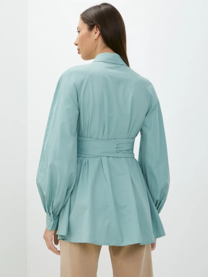 Рубашка-туника удлиненная с поясом