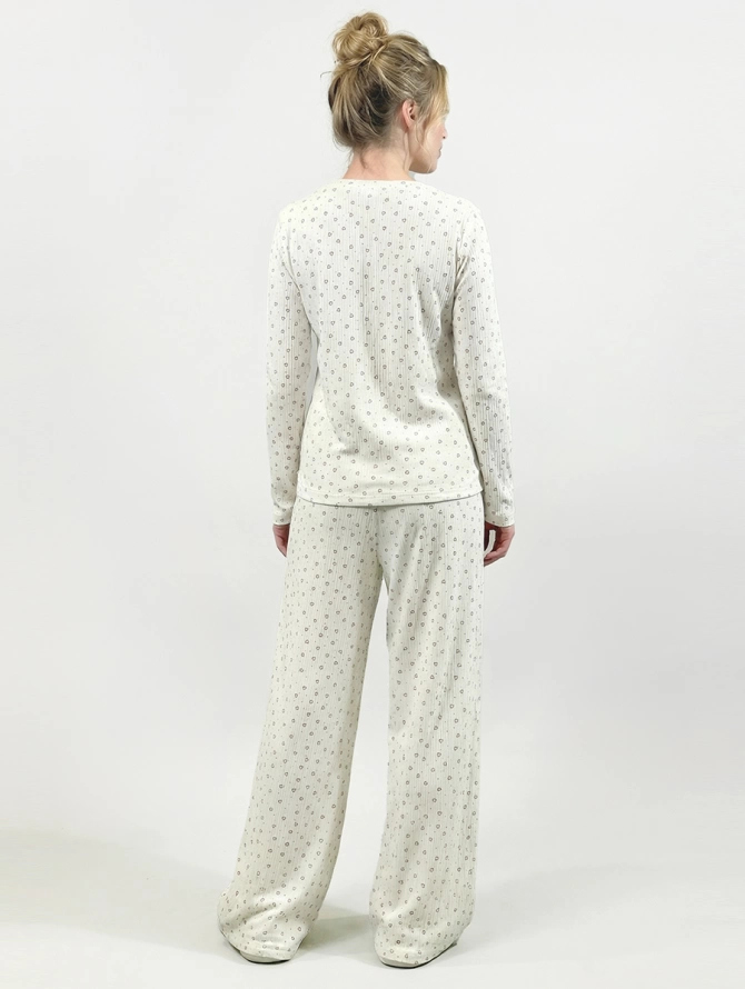 Пижама с принтом сердечки OD-1011-1 молочный