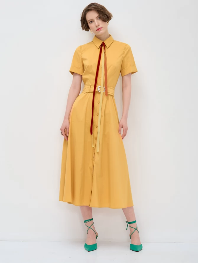 Платье с отстрочками