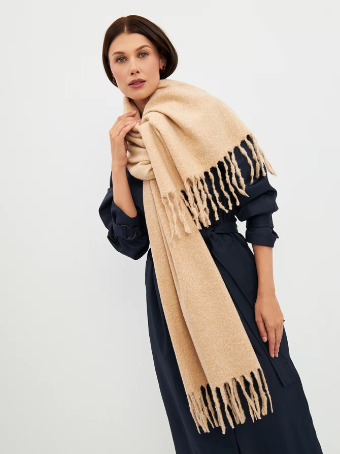 Палантин женский двусторонний с бахромой