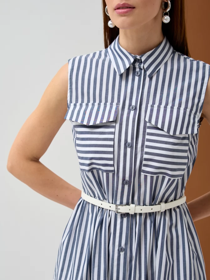 Платье хлопок OD-800-2 полоса синяя