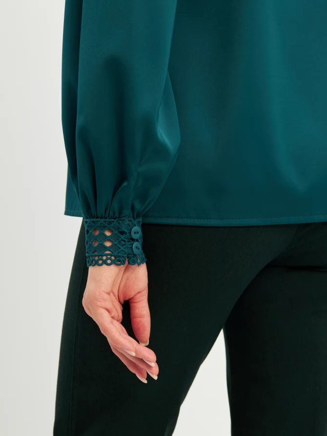 Блузка с кружевом OD-808-3 зеленый