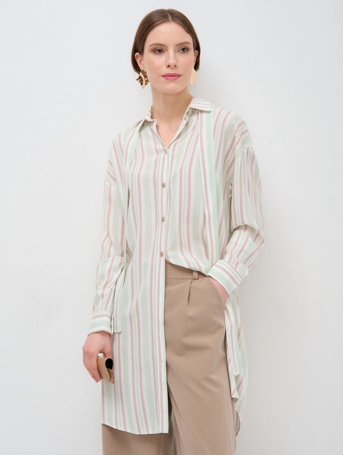 Платье-рубашка оверсайз в полоску