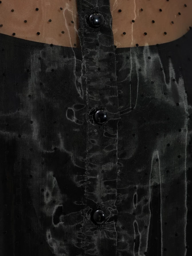 Блузка из органзы с мушками и галстуком OD-986-1 черный