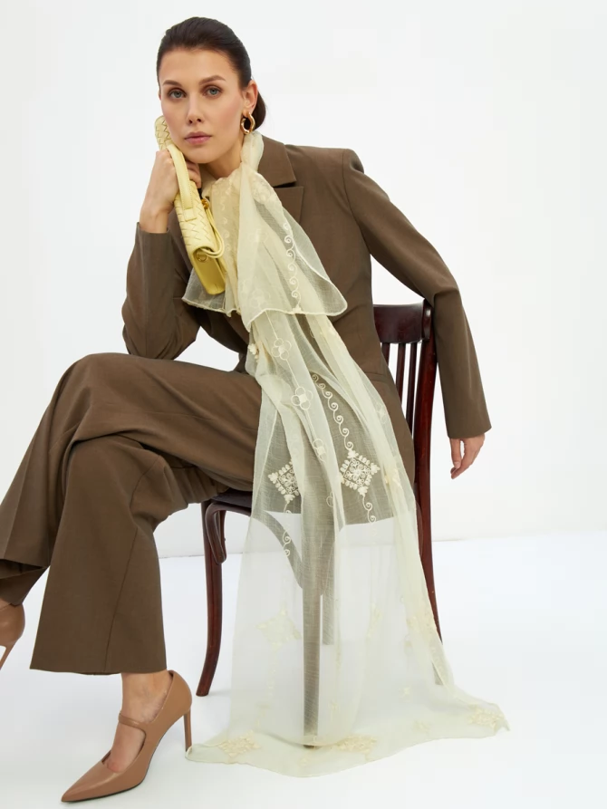 Палантин женский двусторонний с вышивкой DRK-1451-69